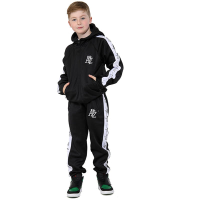 A2Z 4 Kids Girls Boys Tracksuit A2Z Project Print Panelled Steel Grey Fleece Hooded Hoodie Top Bottom Workout Running Jogging Suit Gymwear Joggers Age 5-13 Years