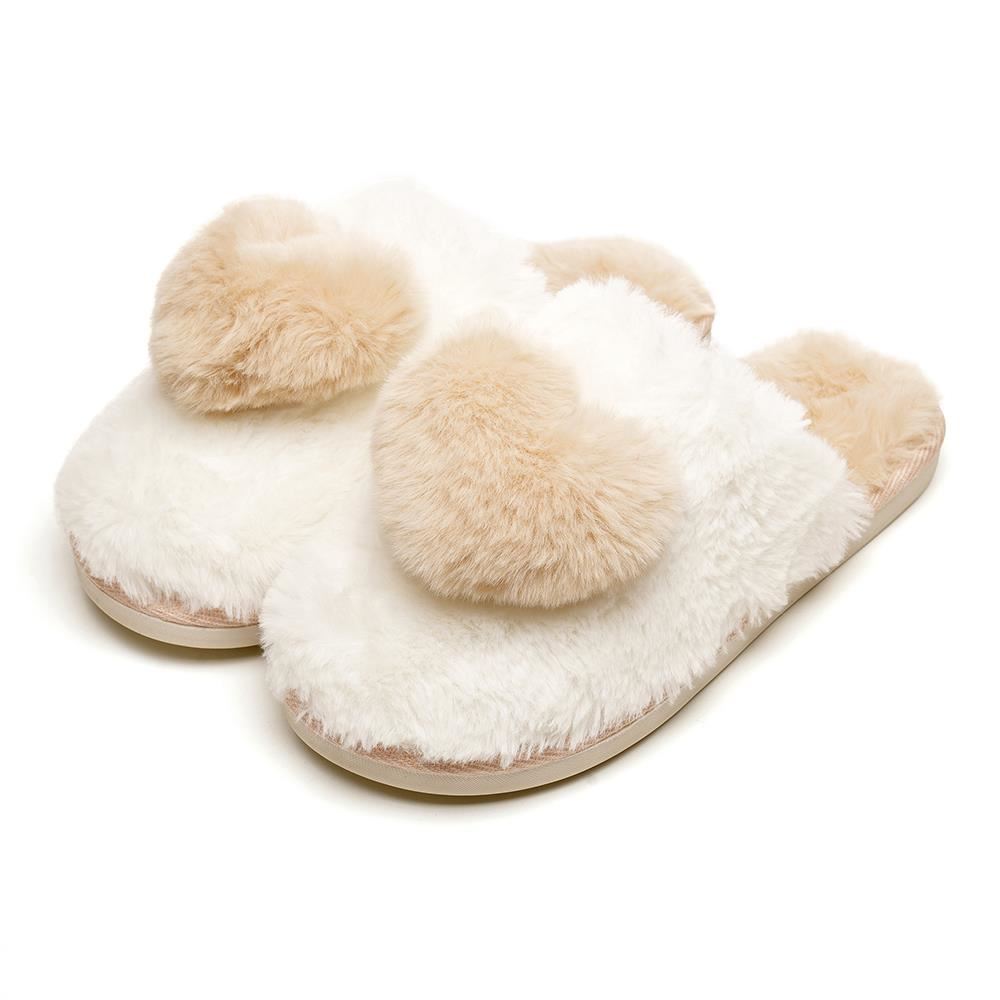 A2Z Ladies 3D Heart Mule Slippers Soft Plush Faux Fur Indoor Slip On House Shoes