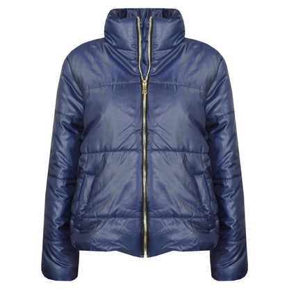 Girls Jacket Kids Wetlook Cropped Padded Quilted Puffer Bubble Jackets Coat 5-13