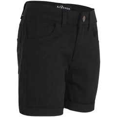 Kids Girls Cotton Shorts Jet Black Comfort Stretch Skinny Pants Trousers Shorts