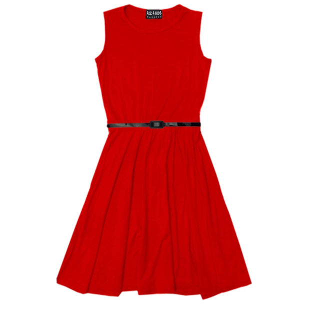 Kids Girls Skater Dress Party Dresses With Free Belt For Children�New�Age�2-13 - A2Z 4 Kids