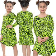 Kids Girls Swing Dresses Spicy Tartan Dog Tooth Print Fashion Dresses 3-13 Years