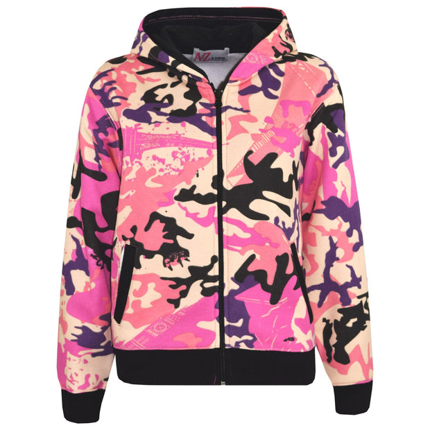 A2Z 4 Kids® Kids Tracksuit Boys Girls Designer's Baby Pink Camouflage Print Zipped Top Hoodie & Botom Jogging Suit Age 5 6 7 8 9 10 11 12 13 Years - A2Z 4 Kids