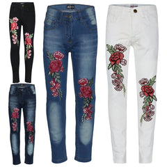 A2Z4 Kids Stretchy Jeans Embroidered Denim Comfortable Jeggings Pant 3-13 Years