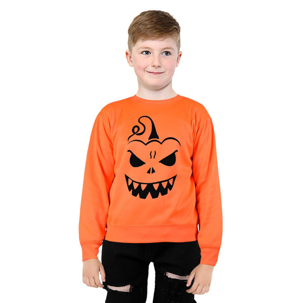 Kids Girls Boys Halloween Pumpkin Sweatshirt Long Sleeve Pullover Shirts 5-14