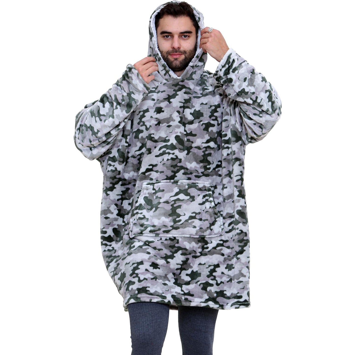 Unisex Men's Ladies Oversized Hoodie Printed Snuggle Super Soft Warm Blanket