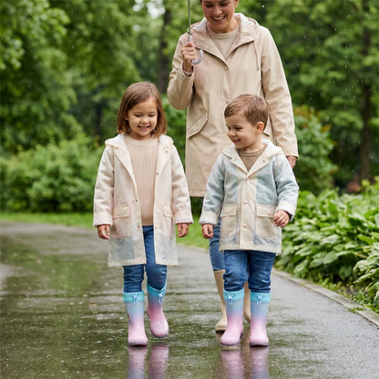 Kids Waterproof Wellington  PVC Rain Wellies Adjustable Warm Lined Non Slip Sole