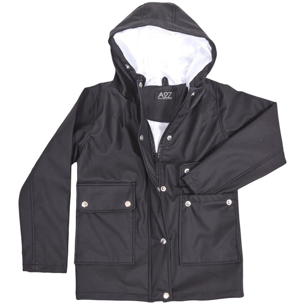 PU Raincoat Jacket Windbreaker Waterproof Parka Hooded For Girls Boys Age 5-13 Years