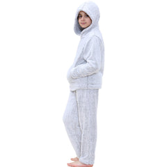 Kids Boys Girls Plain Pyjama Extra Soft Loungewear Thick Pile Fleece PJS Set