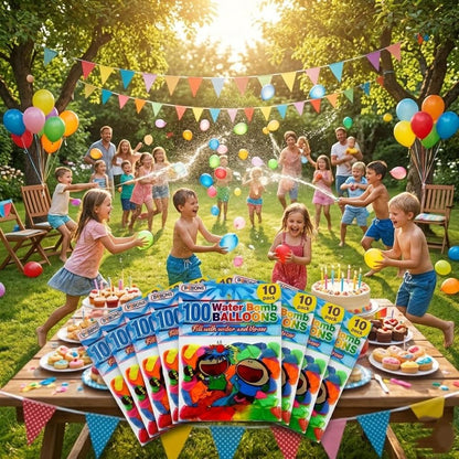 A2Z 100 Water Bomb Balloons Multipack Colourful Latex Water Balloons for Outdoor