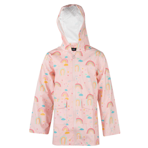Kids Girls Rainbow Raincoat Wind Resistant Lightweight Hooded Waterproof Jackets