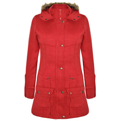 GIRLS COAT KIDS FLEECE PARKA JACKET LONG FAUX FUR HOODED SUMMER COATS AGE 7-13Y