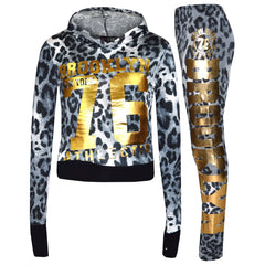 Girls Tops Kids Brooklyn 76 Hooded Crop Top & Legging Lounge Wear Set 7-13 Years