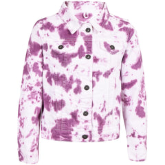 Kids Girls Fashion Denim Jacket Coat Jeans Long Sleeve Acid Wash Tie Dye Gifts