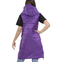 Kids Girls Oversized Gilet Long Line Hooded Quilted Jacket Long Sleeveless Coat