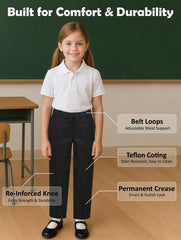A2Z 4 Kids Girls Teens School Uniform Pant Teflon Coated Permanent Crease Pants