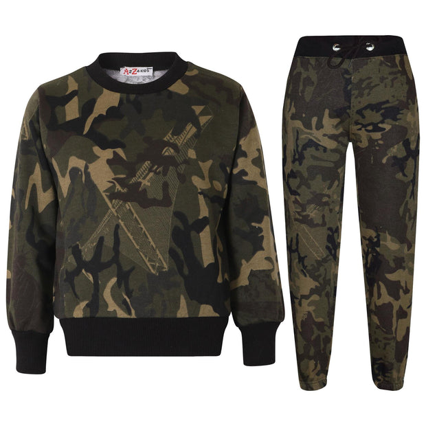 Kids Plain Tracksuit Sweatshirt Set Jumper and Bottoms PE School Girls Boys 2-13