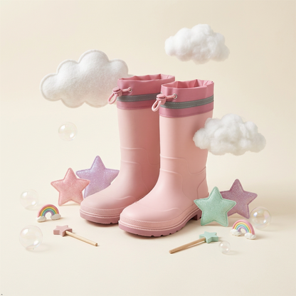 Kids Waterproof Wellington  PVC Rain Wellies Adjustable Warm Lined Non Slip Sole