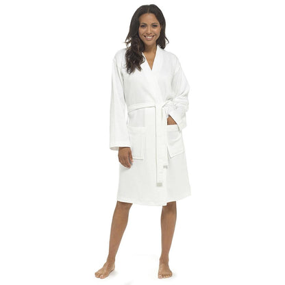 Ladies Waffle Texture Dressing Gown Soft Lightweight Robe with Belt & Pockets