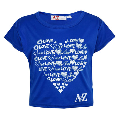 Girls Top Kids Love Print Stylish Fahsion Trendy T Shirt Crop Top Age 5-13 Years