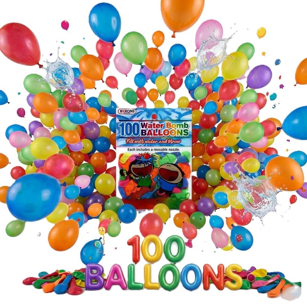 A2Z 100 Water Bomb Balloons Multipack Colourful Latex Water Balloons for Outdoor