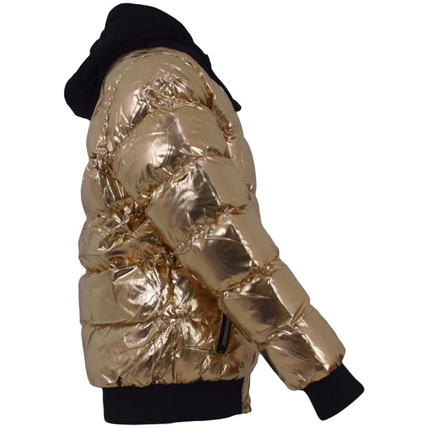 Kids Girls Boys Fashion Shiny Padded Jacket Metallic Wet Look Bubble Coat