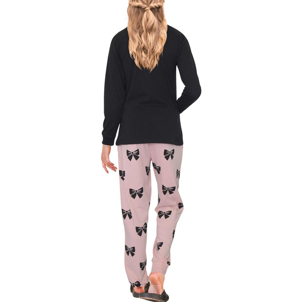 A2Z Ladies 2 Piece Pyjama Set Loungewear Soft Cotton PJS Lazy Day Printed Long Sleeve Black Top Bottom Gift for Ladies Matching PJS Lounge Suit S/M/L/XL/2XL