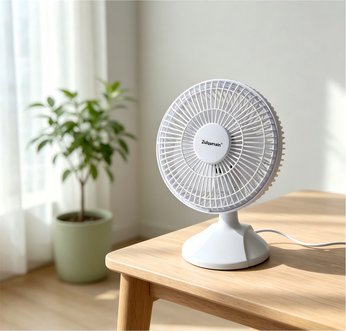 6 Inch Desk Fan White Portable Table Fan with 2 Speed Left and Right Cooling Fan