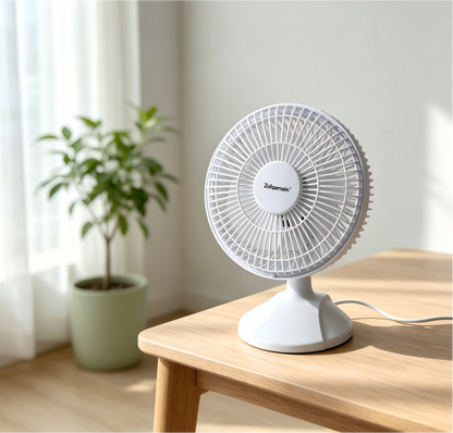 6 Inch Desk Fan White Portable Table Fan with 2 Speed Left and Right Cooling Fan
