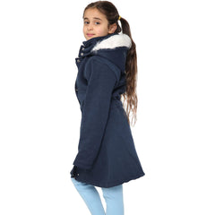 Kids Hooded Camo Parka Jacket Faux Fur Coat For Girls Age 5-13 Years