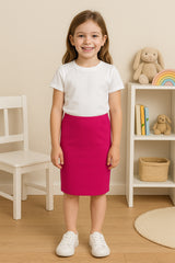 Kids Girls Plain Pencil Skirt Trendy Summer Clothing Sets Age 5-13 Years