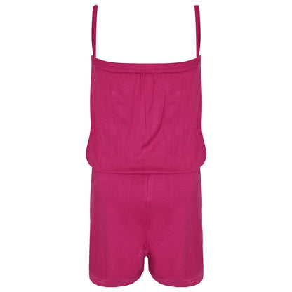 Girls Jumpsuit Kids Plain Color Trendy Playsuit All In One Jumpsuits 5-13 Years