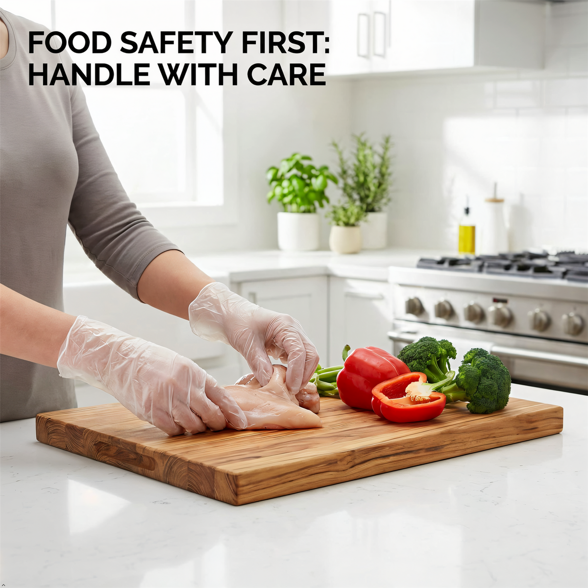 A2Z 100PK Clear Latex Free Disposable Gloves Multipurpose Food Cleaning Gloves