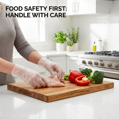 A2Z 100PK Clear Latex Free Disposable Gloves Multipurpose Food Cleaning Gloves
