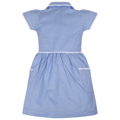 Kids Girls Gingham School Dress Check Dresses With Matching Scrunchies 2-14