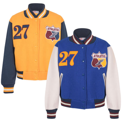 Kids Girls Boys Baseball Jacket Varsity Style Athletic Embroidered School Jacket - A2Z 4 Kids