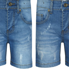 Kids Boys Distressed Denim Shorts Comfort Stretch Jeans Trouser Pants Age 5-13