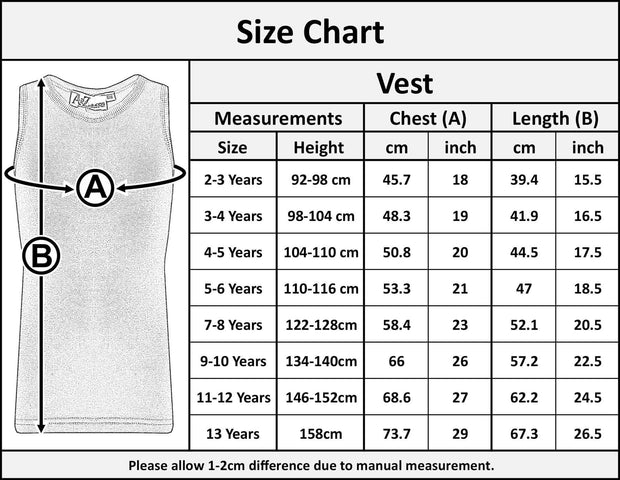 Kids Girls Ribbed Vest Top 100% Thick Cotton Fashion Tank Tops T Shirt 2-13 Year