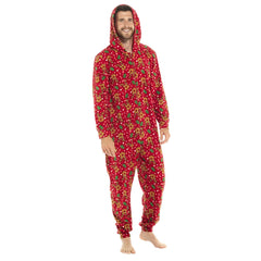 A2Z Men Womens Xmas Micro Fleece Hooded Soft Warm All in One Festive Pyjamas