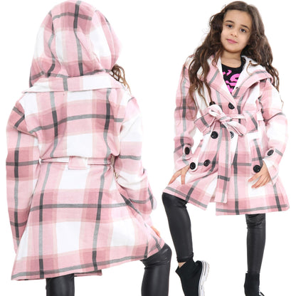 A2Z 4 Kids Parka Jacket Hooded Warm Jacket Oversized Belted Cuffs 5 -13 Years