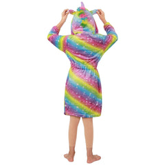 Kids Girls Unicorn Bathrobe Hooded Galaxy Xmas Cosplay Costume Soft Lounge Suit