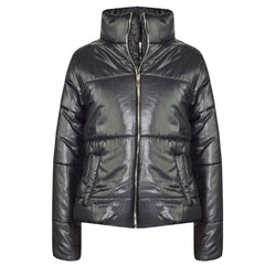 Girls Jacket Kids Wetlook Cropped Padded Quilted Puffer Bubble Jackets Coat 5-13