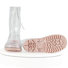 A2Z 4 Kids Girls Clear PVC Rain Boot Gumboot Wellington Boots Waterproof Wellies