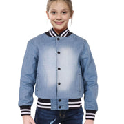 A2Z 4 Kids Boys Girls Ribbed Collar & Cuffs Denim Jacket 100% Cotton Kids Outerwear with Ribbed Hem Snap Button Closure Timeless Fashion for Everyday Adventures