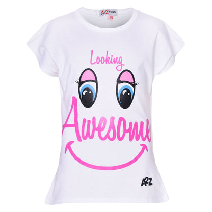 Girls Top Kids Designer's Looking Awesome Print Fashion T Shirt Top 5-13 Years