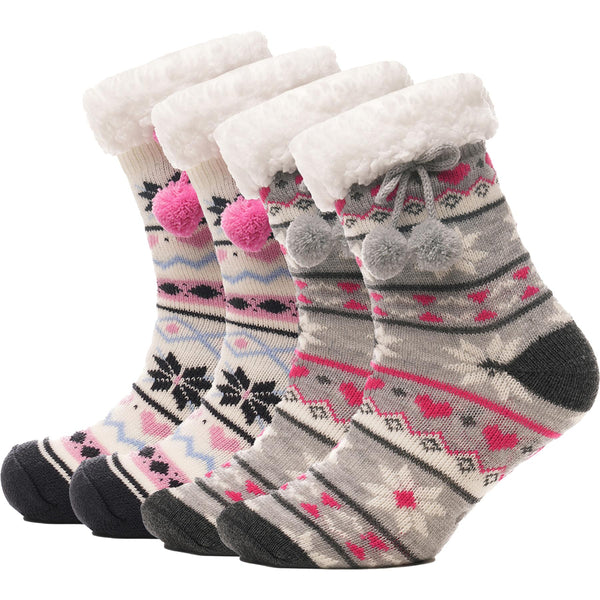 A2Z Ladies Socks Fairilse Lounge Sherpa Fleece Lining Pompom Gripper Women Socks