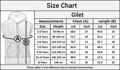 Kids Hooded Gilet Jacket Fleece Fabric No Sleeve Zipper Coat Boys Age 5-13 Year