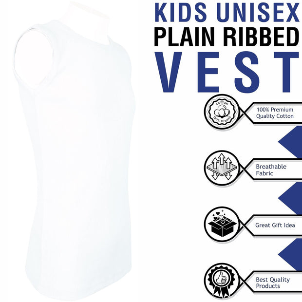 A2Z 4 Kids Kids Girls Ribbed Vest Top Designer's 100% Cotton White Fashion Tank Tops T Shirts New Age 2 3 4 5 6 7 8 9 10 11 12 13 Years - A2Z 4 Kids