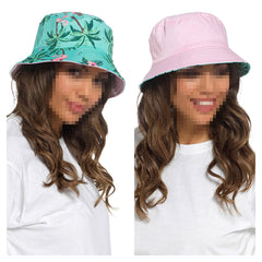 Womens Reversible Bucket Hat Summer Foldable Sun Hat UV Protection For Camping