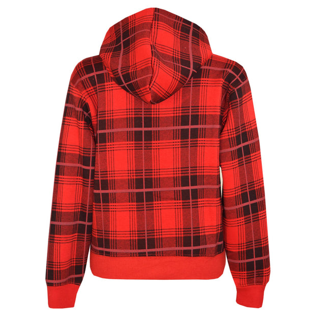Kids Jacket Boys Girls Fleece Tartan Print Zipped Top Hooded Hoodie 5-13 Years
